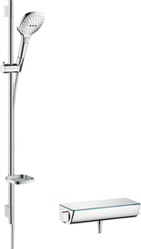 Hansgrohe Raindance Select E Shower System 120 With Ecostat Select Thermostatic Mixer And Shower Rail 900mm - White/Chrome - 27039400