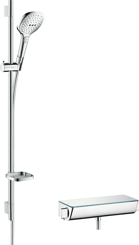 Hansgrohe Raindance Select E Shower System 120 With Ecostat Select Thermostatic Mixer And Shower Rail 900mm - White/Chrome - 27039400
