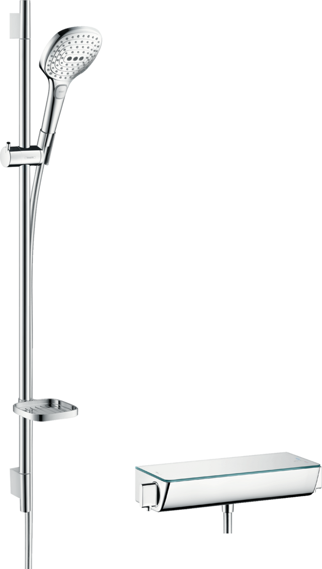 Hansgrohe Raindance Select E Shower System 120 With Ecostat Select Thermostatic Mixer And Shower Rail 900mm - White/Chrome - 27039400
