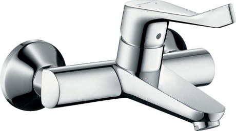 Hansgrohe Focus Single Lever Basin Mixer in chrome with extra long handle and exposed installation design