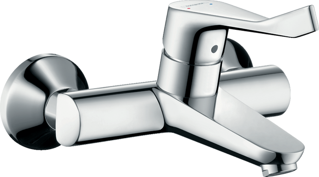 Hansgrohe Focus Single Lever Basin Mixer in chrome with extra long handle and exposed installation design