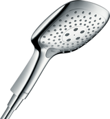 Hansgrohe Raindance Select E Hand Shower in chrome with three spray modes and EcoSmart technology