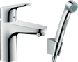 Hansgrohe Focus Single Lever Basin Mixer with bidet spray and 1.6m shower hose in chrome finish