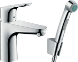 Hansgrohe Focus Single Lever Basin Mixer with bidet spray and 1.6m shower hose in chrome finish