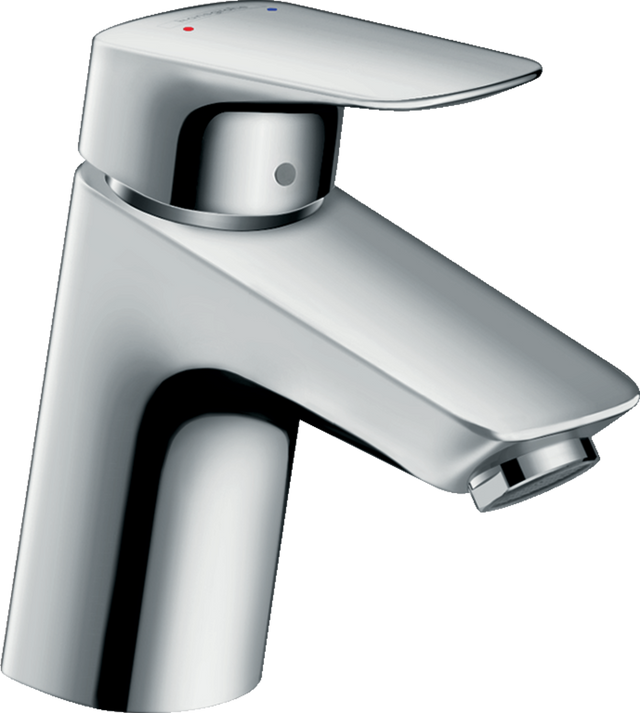 Hansgrohe Logis Single Lever Basin Mixer in chrome with push-open waste and modern single-hole design