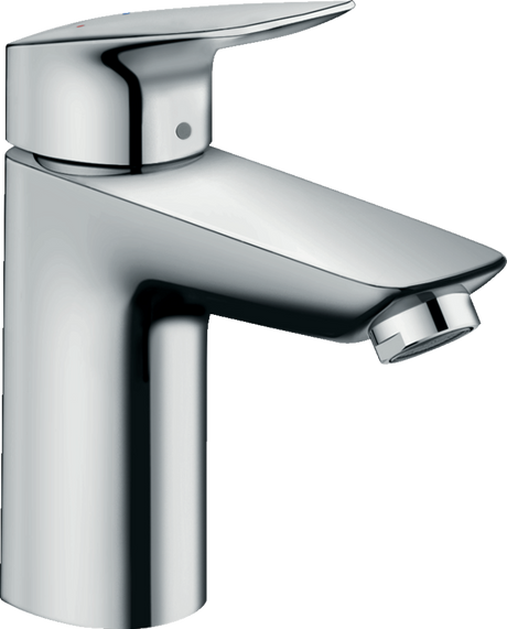 Hansgrohe Logis Single Lever Basin Mixer 100 in chrome with push-open waste and sleek modern design