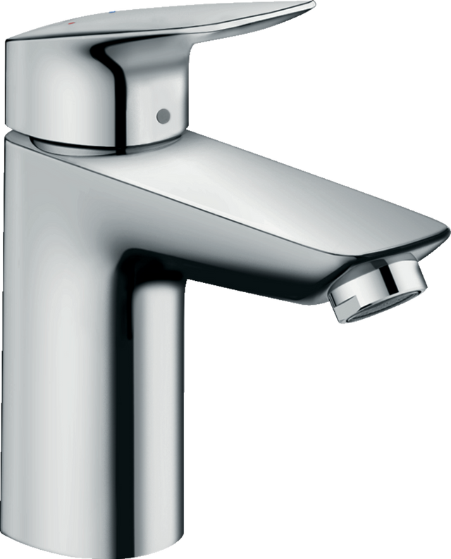 Hansgrohe Logis Single Lever Basin Mixer 100 in chrome with push-open waste and sleek modern design