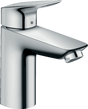 Hansgrohe Logis Single Lever Basin Mixer 100 in chrome with push-open waste and sleek modern design