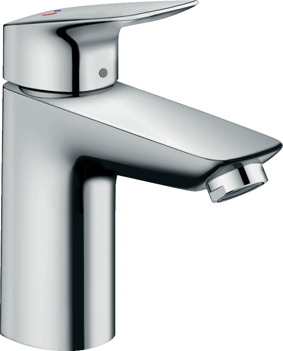 Hansgrohe Logis single lever basin mixer in chrome with dual flow rates and pop-up waste