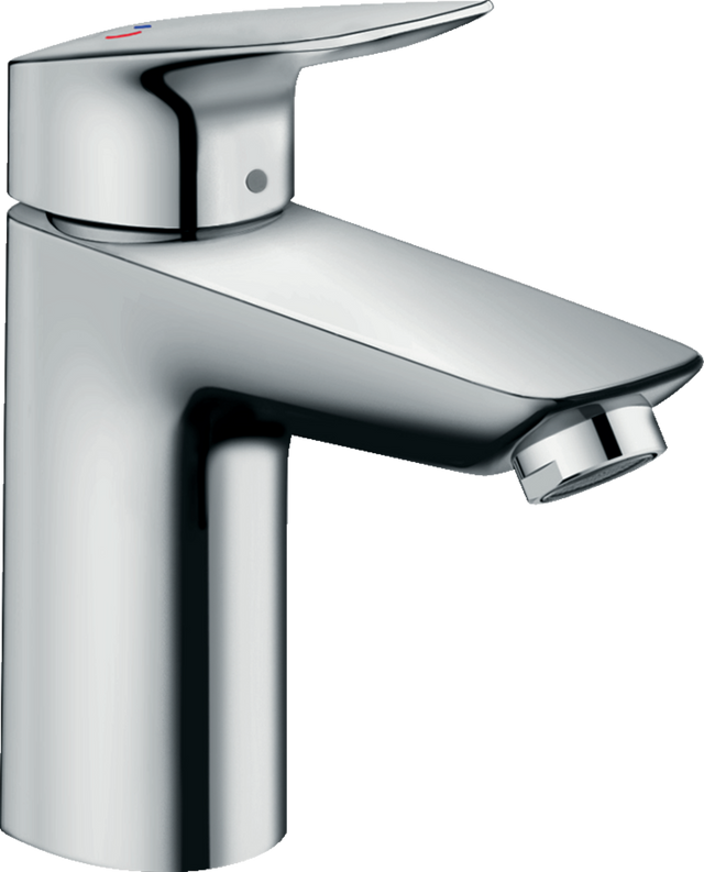 Hansgrohe Logis single lever basin mixer in chrome with dual flow rates and pop-up waste