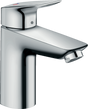 Hansgrohe Logis single lever basin mixer in chrome with dual flow rates and pop-up waste