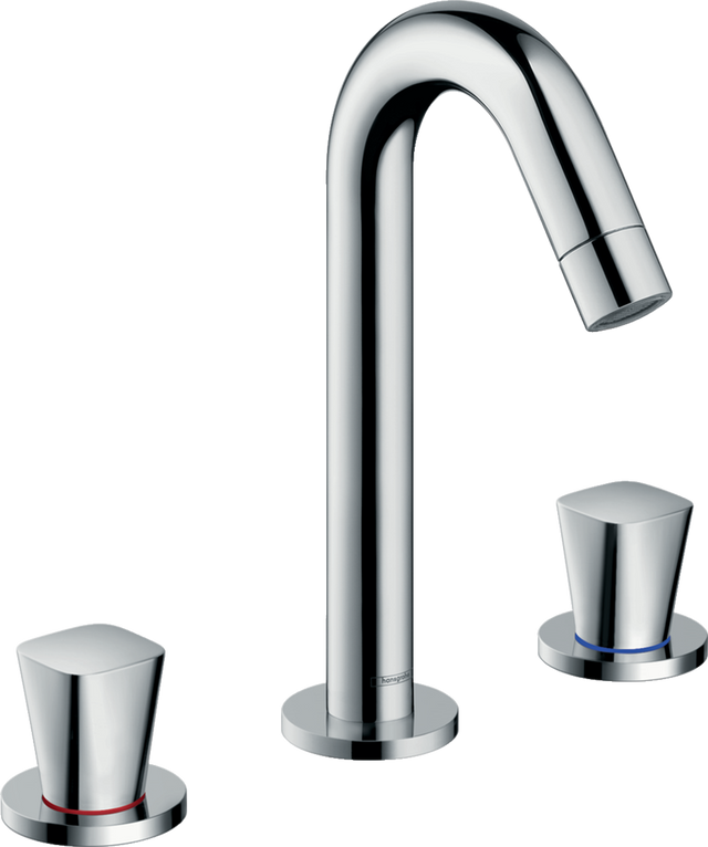 Hansgrohe Logis 3-hole Basin Mixer with chrome finish and pop-up waste system