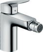Hansgrohe Logis Single Lever Bidet Mixer in chrome with one-hand operation and pop-up waste set