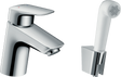 Hansgrohe Logis chrome single lever basin mixer with bidet spray and 1600mm shower hose