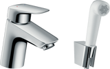 Hansgrohe Logis chrome single lever basin mixer with bidet spray and 1600mm shower hose