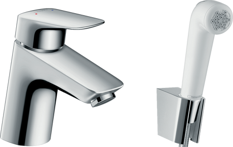 Hansgrohe Logis chrome single lever basin mixer with bidet spray and 1600mm shower hose