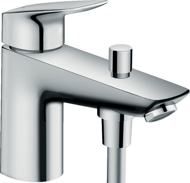 Hansgrohe Logis Single Lever chrome bath and shower mixer with monotrou design for easy installation and high-pressure compatibility