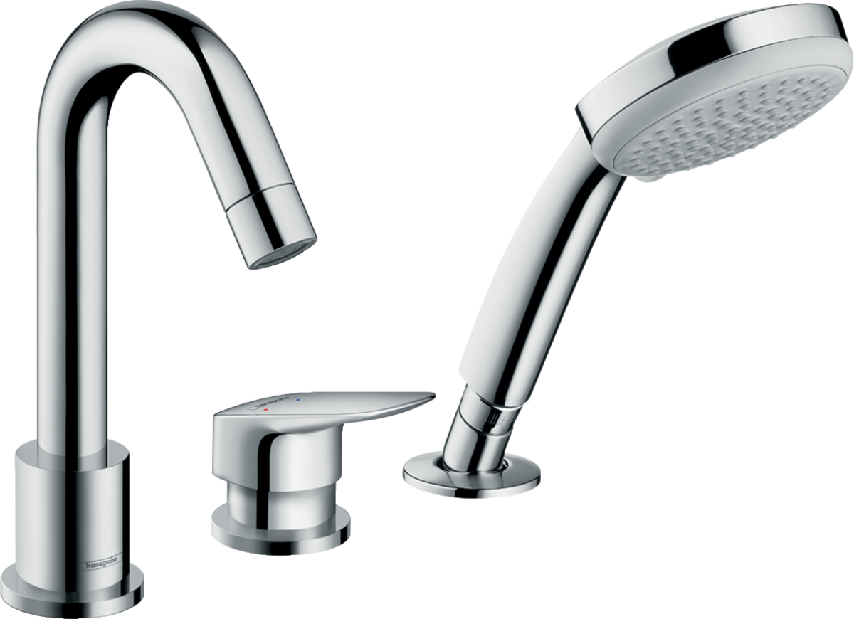 Hansgrohe Logis 3-Hole Rim-Mounted Single Lever Bath Mixer - Chrome - 