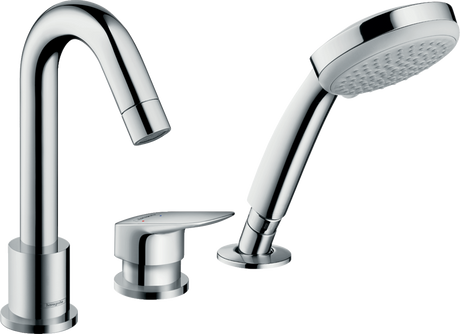 Hansgrohe Logis 3-Hole Rim-Mounted Single Lever Bath Mixer - Chrome - 