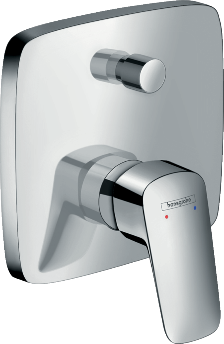 Hansgrohe Logis Single Lever Manual Bath Mixer Tap in chrome with concealed installation and integrated backflow prevention