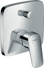 Hansgrohe Logis Single Lever Manual Bath Mixer Tap in chrome with concealed installation and integrated backflow prevention