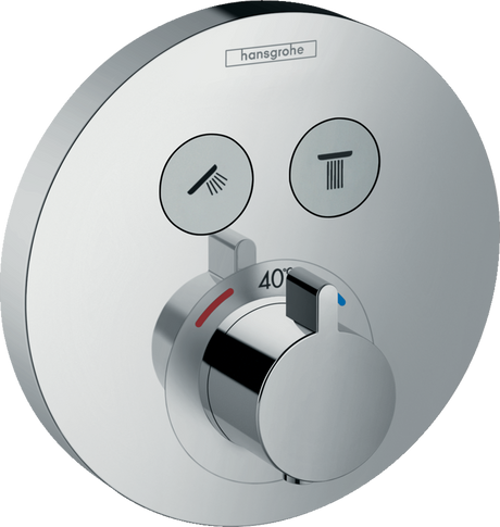 Hansgrohe Showerselect S chrome thermostatic mixer for concealed installation with dual outlet control and temperature adjustment