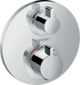 Hansgrohe Ecostat S thermostatic mixer with chrome finish for concealed installation and one outlet control with shut-off valve.
