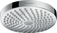 Hansgrohe Croma Select S round chrome overhead showerhead with two spray modes and select button, 180mm diameter.