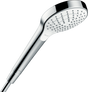 Hansgrohe Croma Select S white and chrome hand shower with three spray settings and EcoSmart technology for water savings