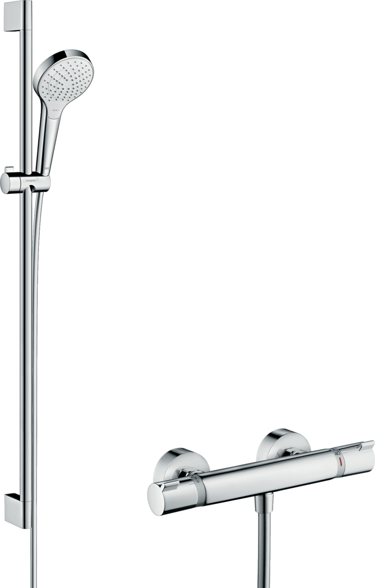 Hansgrohe Croma Select S Shower System 110 Vario With Ecostat Comfort Thermostatic Mixer And Shower Rail 900mm - White/Chrome - 27014400