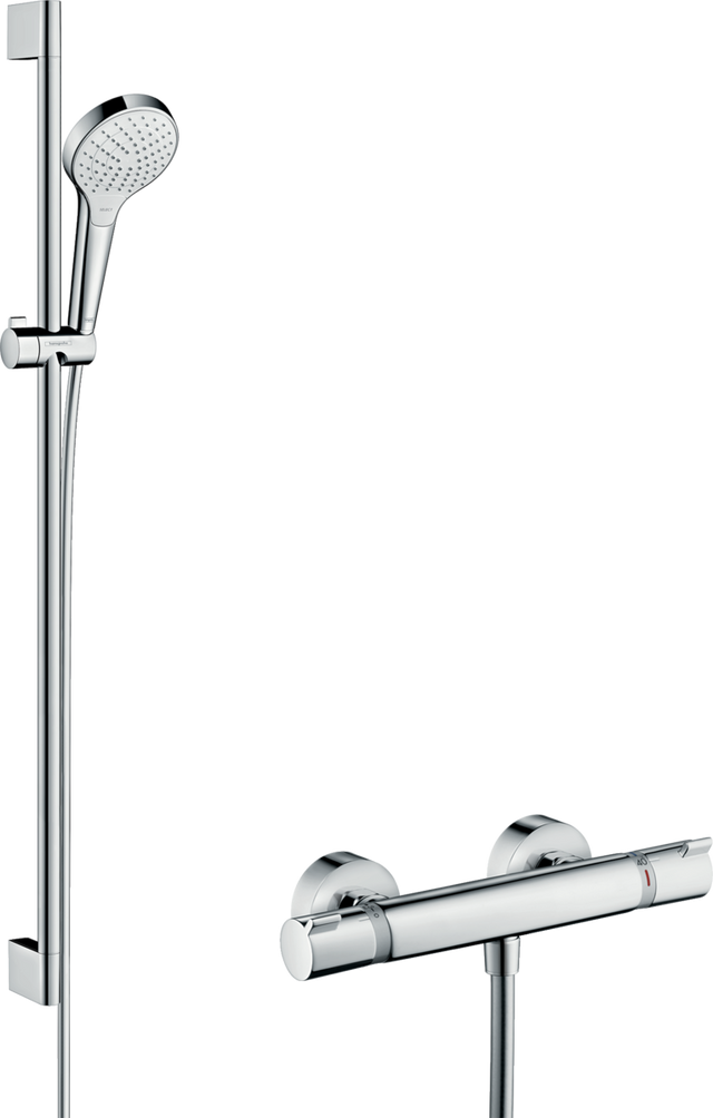 Hansgrohe Croma Select S Shower System 110 Vario With Ecostat Comfort Thermostatic Mixer And Shower Rail 900mm - White/Chrome - 27014400