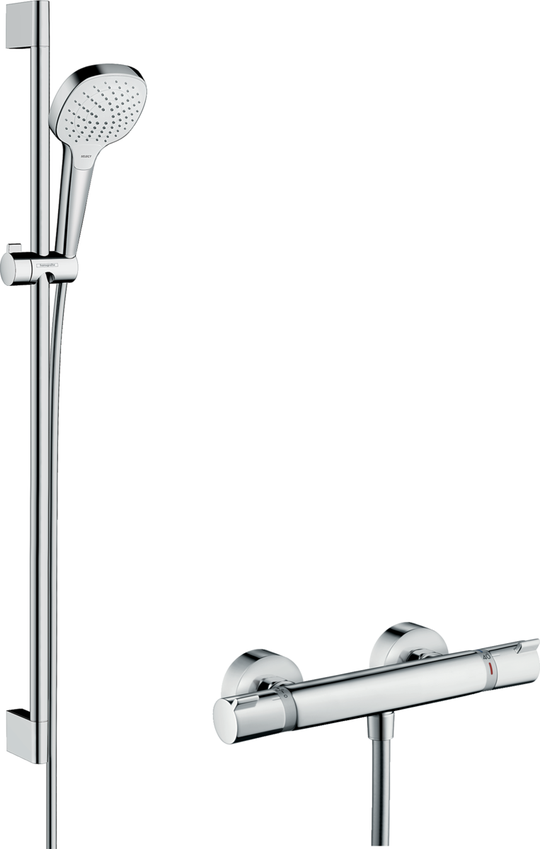 Hansgrohe Croma Select E Shower System 110 Vario With Ecostat Comfort Thermostatic Mixer And Shower Rail 900mm - White/Chrome - 27082400