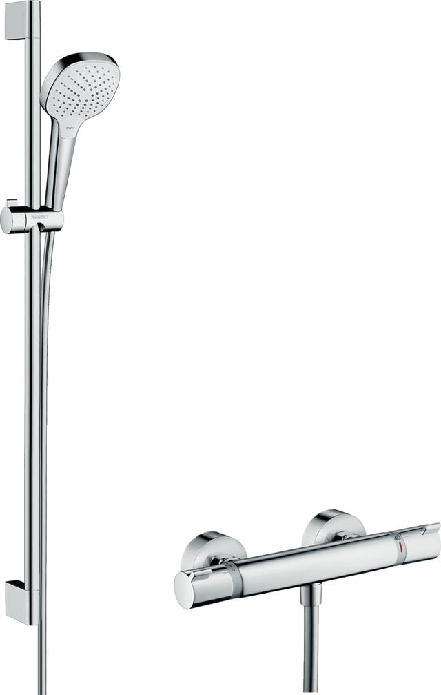 Hansgrohe Croma Select E Shower System 110 Vario With Ecostat Comfort Thermostatic Mixer And Shower Rail 900mm - White/Chrome - 27082400