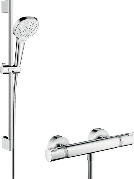 Hansgrohe Croma Select E Shower System 110 Vario With Ecostat Comfort Thermostatic Mixer And Shower Rail 650mm - White/Chrome - 27081400
