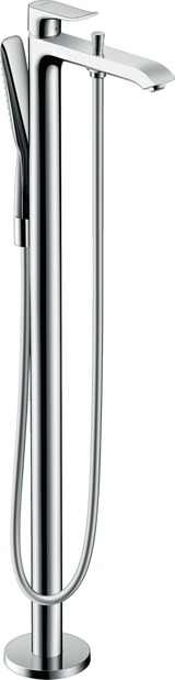 Hansgrohe Metris Single Lever Bath Mixer floor standing chrome faucet with handheld shower attachment