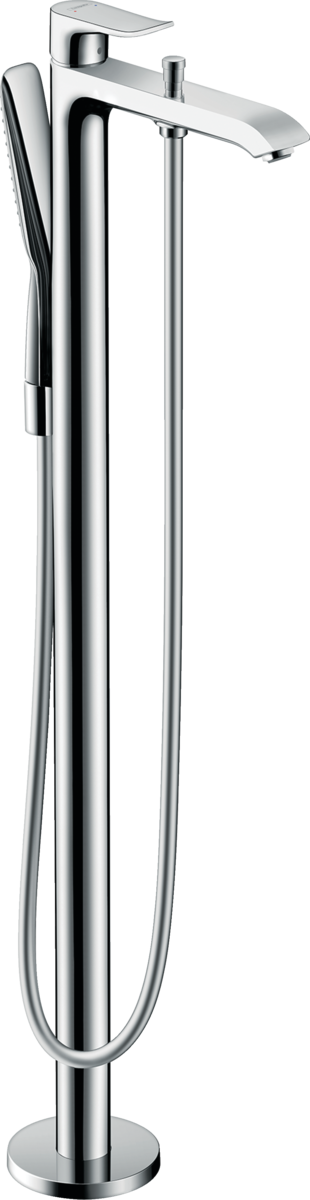 Hansgrohe Metris Single Lever Bath Mixer floor standing chrome faucet with handheld shower attachment