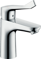 Hansgrohe Focus Single Lever Basin Mixer with extra-long handle and chrome finish for precise water control and energy-saving Coolstart technology