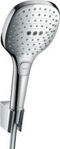 Hansgrohe Raindance Select E chrome handheld showerhead with 3jet technology and EasySelect button