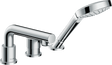 Hansgrohe Talis S chrome 3-hole rim-mounted bath mixer with single lever and hand shower