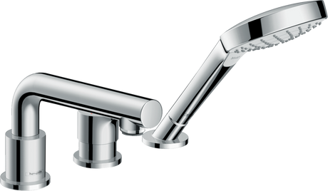 Hansgrohe Talis S chrome 3-hole rim-mounted bath mixer with single lever and hand shower