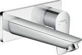 Hansgrohe Talis E chrome single lever basin mixer with concealed wall installation and 165mm spout.