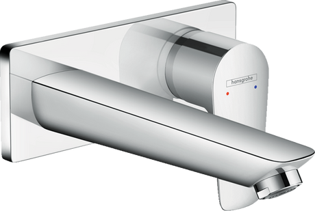 Hansgrohe Talis E chrome single lever basin mixer with concealed wall installation and 165mm spout.