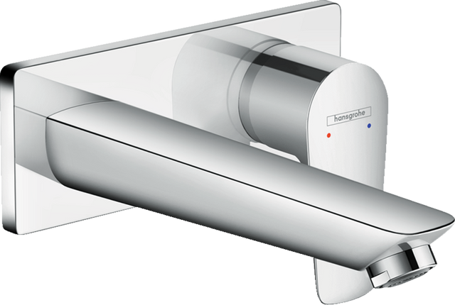 Hansgrohe Talis E chrome single lever basin mixer with concealed wall installation and 165mm spout.