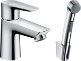 Hansgrohe Talis E chrome single lever basin mixer with bidet spray and 1600mm shower hose