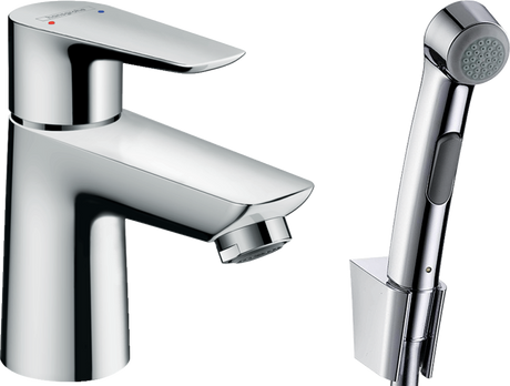 Hansgrohe Talis E chrome single lever basin mixer with bidet spray and 1600mm shower hose