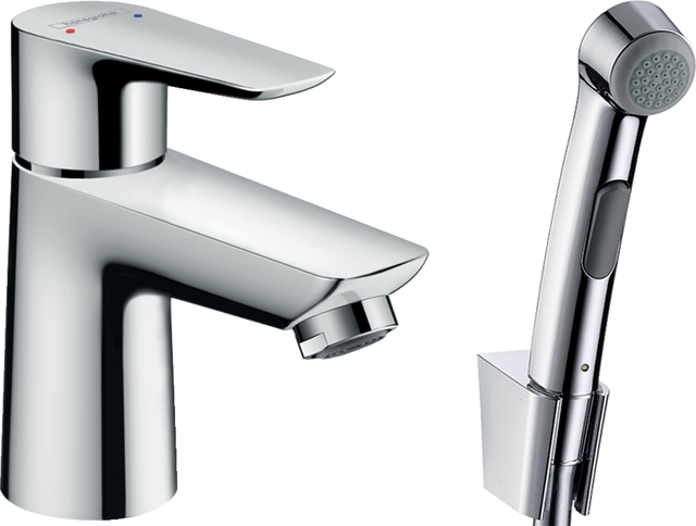 Hansgrohe Talis E chrome single lever basin mixer with bidet spray and 1600mm shower hose