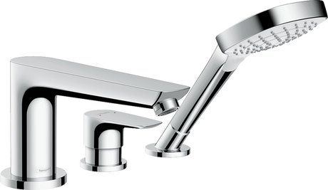 Hansgrohe Talis E chrome 3-hole rim-mounted single lever bath mixer with handheld showerhead