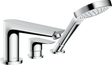 Hansgrohe Talis E chrome 3-hole rim-mounted single lever bath mixer with Secuflex handheld showerhead