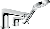 Hansgrohe Talis E chrome 3-hole rim-mounted single lever bath mixer with Secuflex handheld showerhead