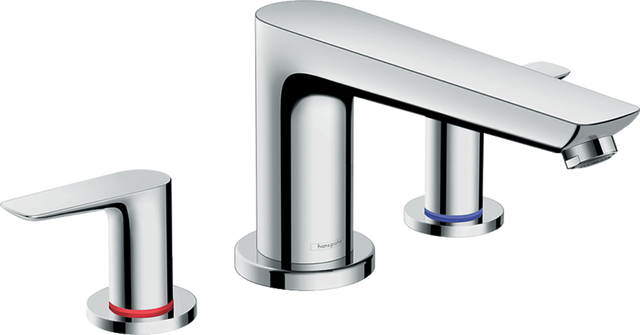 Hansgrohe Talis E chrome 3-hole rim-mounted bath mixer with lever handles and QuickClean technology